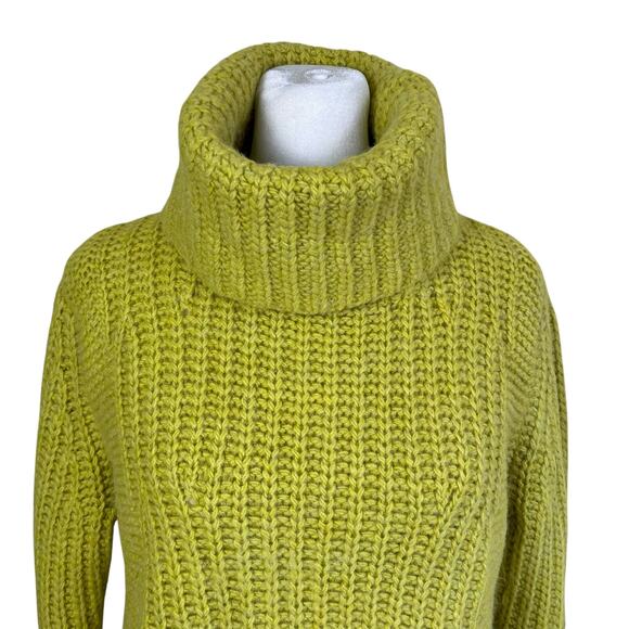 Banana Republic Sz M Wool Alpaca Blend Mixed Chunky Knit Turtleneck Sweater - Picture 3 of 16